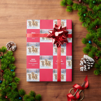 Papel De Regalo Cachorros Golden Retrievers Adorables En Navidad D