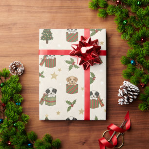 Papel De Regalo Cachorros Marrones y Negros & Blancos Patrón de Na