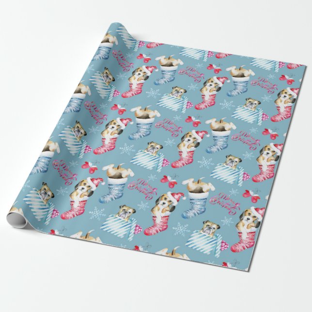 Papel De Regalo Cachorros, medias y regalos - ¡oh mi! (Desenrollado)