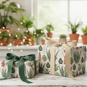Papel De Regalo Cacti y suculentos del desierto del marfil occiden