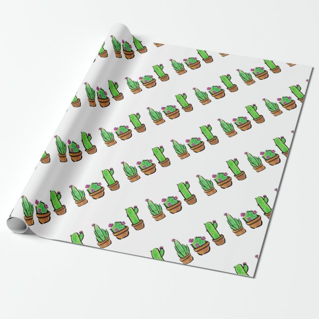 Papel De Regalo Cactus cactus succulantes (Desenrollado)