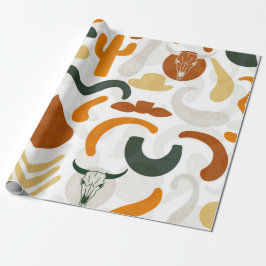 Papel De Regalo Cactus de estilo suroccidental cráneo vaquero gorr