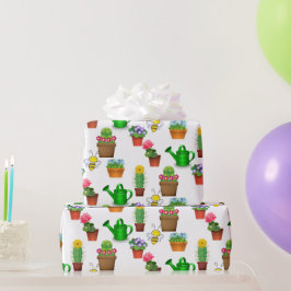 Papel De Regalo Cactus de jardinería Suculento y Plantas Potentes