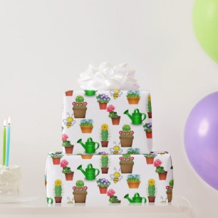 Papel De Regalo Cactus de jardinería Suculento y Plantas Potentes