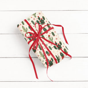 Papel De Regalo Cactus de Navidad Lindo Desierto