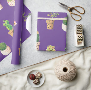 Papel De Regalo Cactus de postre verde en macetas