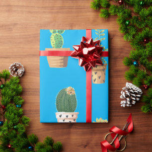 Papel De Regalo Cactus de postre verde en macetas