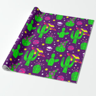 Papel De Regalo cactus del espacio exterior desierto alienígena pl