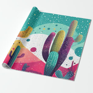 Papel De Regalo Cactus en colores brillantes