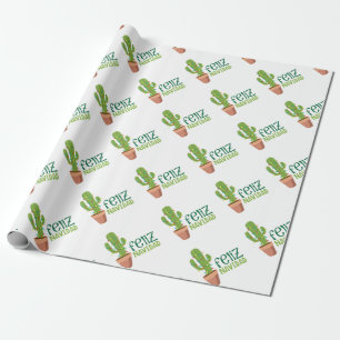 Papel De Regalo Cactus Feliz Navidad