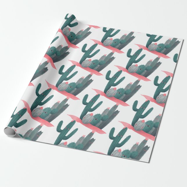 Papel De Regalo Cactus lindo (Desenrollado)