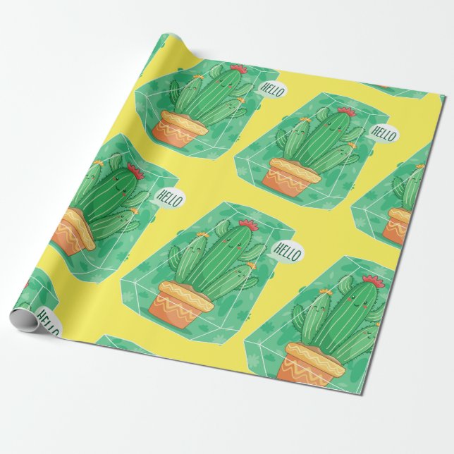 Papel De Regalo Cactus lindo (Desenrollado)