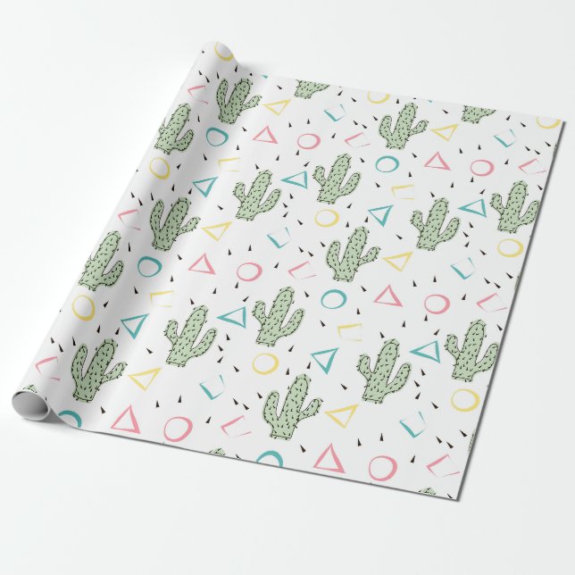 Papel De Regalo Cactus memphis modernos cactus flores desierto flo (Desenrollado)