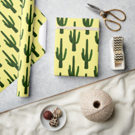 Papel De Regalo Cactus moderno amarillo y verde