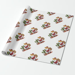 Papel De Regalo Cactus personalizado y Santa Claus con sombrero