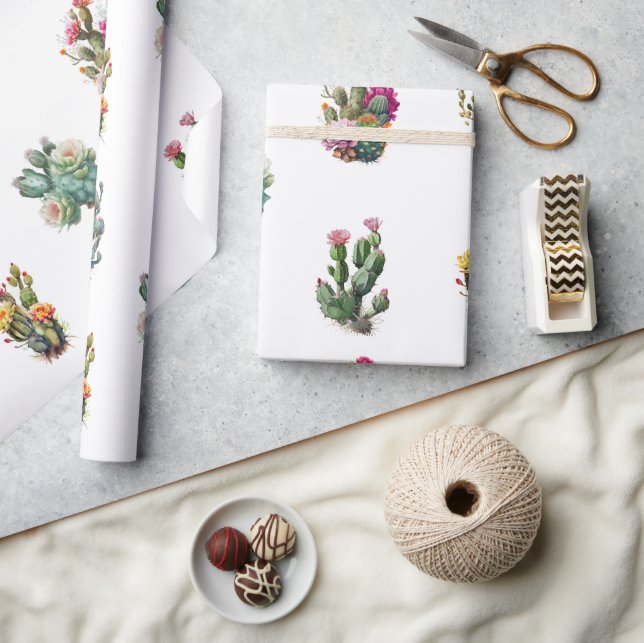 Papel De Regalo Cactus Succulent Tropical (Artesanía)