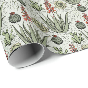 Papel De Regalo Cactus suculento de aloe vera verde claro