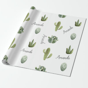 Papel De Regalo Cactus Suculento del Suroeste con Nombre Personali