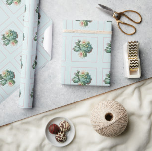 Papel De Regalo Cactus Suculento Turquesa