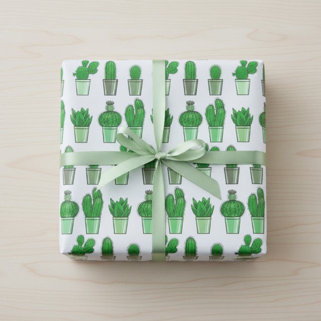 Papel de regalo Cactus Verde (Green Cactus Gift Wrapping Paper)