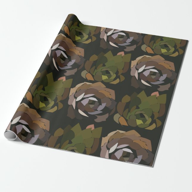 Papel De Regalo Cactus Verde Botánico (Desenrollado)