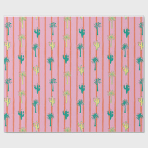 Papel de Regalo Cactus y Palmeras Retro