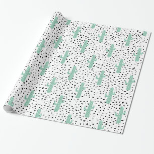 Papel De Regalo Cactus y triángulos abstractos artísticos modernos