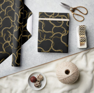Papel De Regalo Cadena barroca de oro negro de lujo