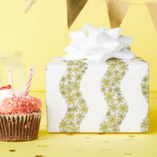 Papel De Regalo Cadena de margarita Flores gruesas Tiras amarillas