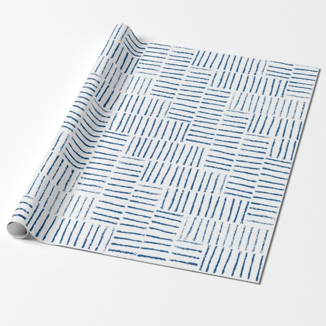 Papel De Regalo Cadena Herringbone - azul clásico (Desenrollado)