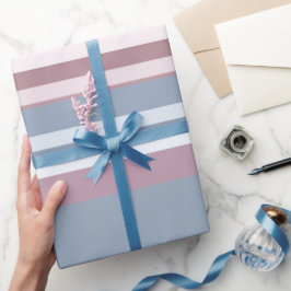 Papel De Regalo Cadete Gris y Rayas de Rosa Desaturada