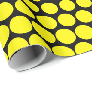 Papel De Regalo Cadmio amarillo Polka Dot moderno negro