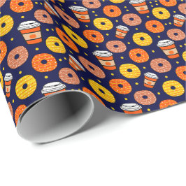 Papel De Regalo Cae de calabaza Donuts & Coffee Blue
