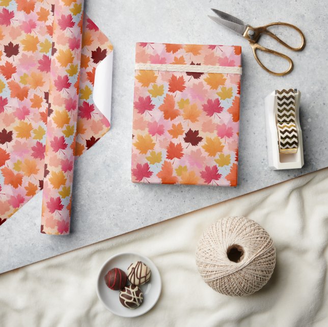 Papel De Regalo Cae la acuarela en rojo, Naranja, amarillo, rosa (Artesanía)