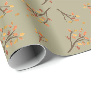 Papel De Regalo Cae la rama verde sabia del otoño