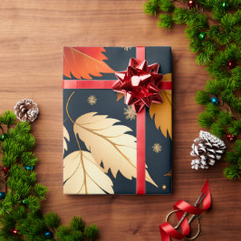 Papel De Regalo Cae otoño hojas Naranja Patrón retro