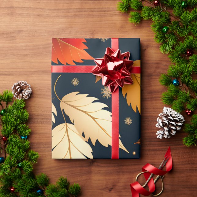 Papel De Regalo Cae otoño hojas Naranja Patrón retro (Regalo de vacaciones)