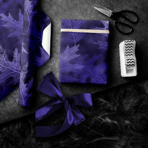 Papel De Regalo Caer enamorada del otoño Hojas reales moradas