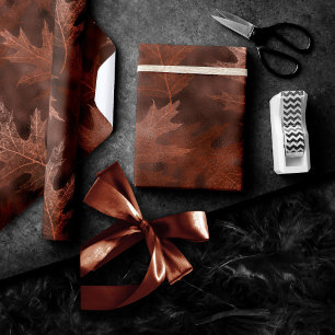 Papel De Regalo Caer enamorada del otoño   Naranja Rústico Dusty
