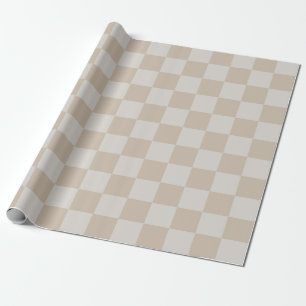 Papel De Regalo Café con leche blanco vintage a cuadros de ajedrez
