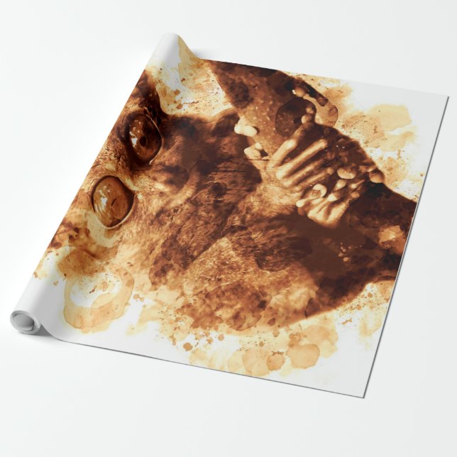 Papel De Regalo Café de mono Ojos grandes Art_633c3e6ae98b6de43e0a (Desenrollado)