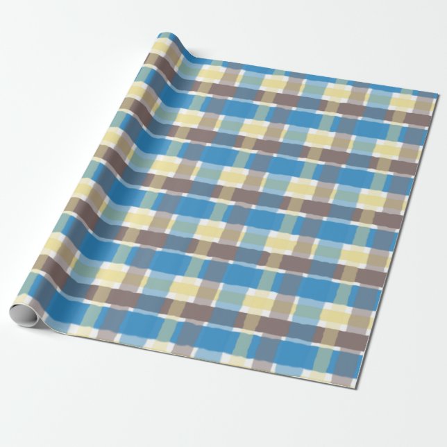 Papel De Regalo Café de palomitas marrón Sonic Blue Plaid (Desenrollado)