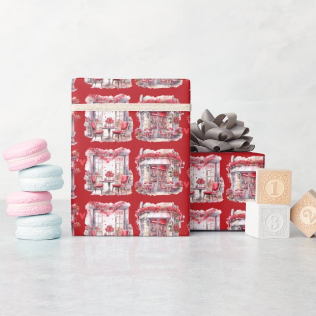 Papel De Regalo Café El día de San Valentín Rojo Romántico (Baby Shower)