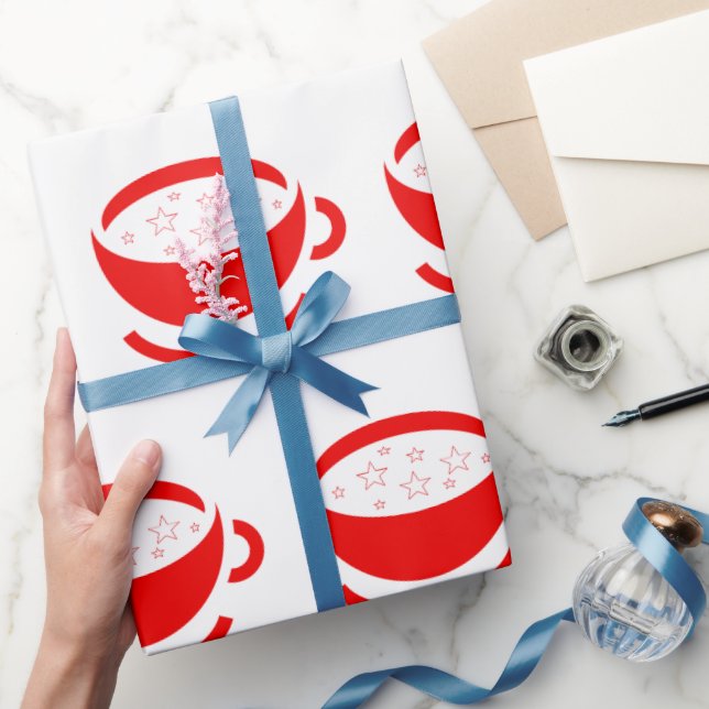 Papel De Regalo Café rojo con estrellas (Regalar)