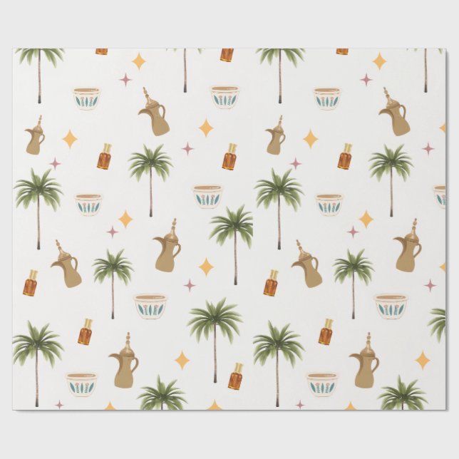 Papel De Regalo Café y dátiles de Ramadán patrón continuo (Superficie plana)
