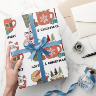 Papel De Regalo Café Y Espíritu Navidad