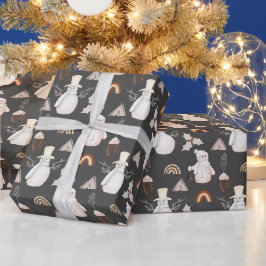 Papel De Regalo Café y hombres de nieve navidades