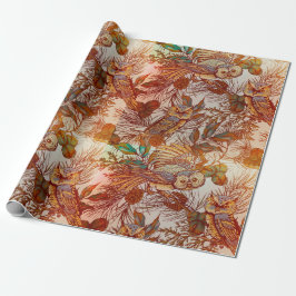 Papel De Regalo Caída de búho otoñal vintage