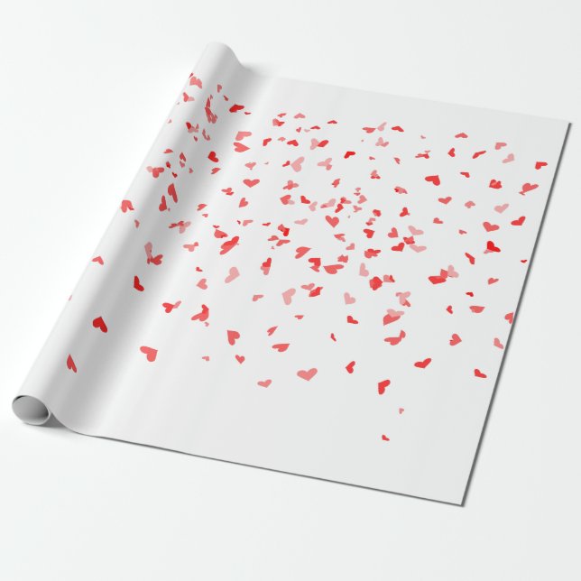 Papel De Regalo Caída de corazones rojos por todas partes (Desenrollado)