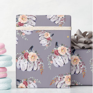 Papel De Regalo Caída de la acuarela floral púrpura gris